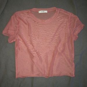 Sheer Peach Cropped Shirt